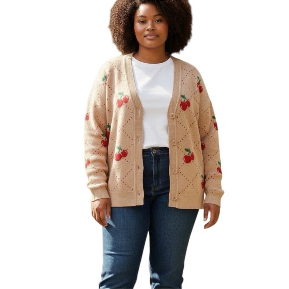 99 Jane Street Cherry Print Cardigan Sweater Medium NWOT - Teacher | Preschool - Picture 7 of 14